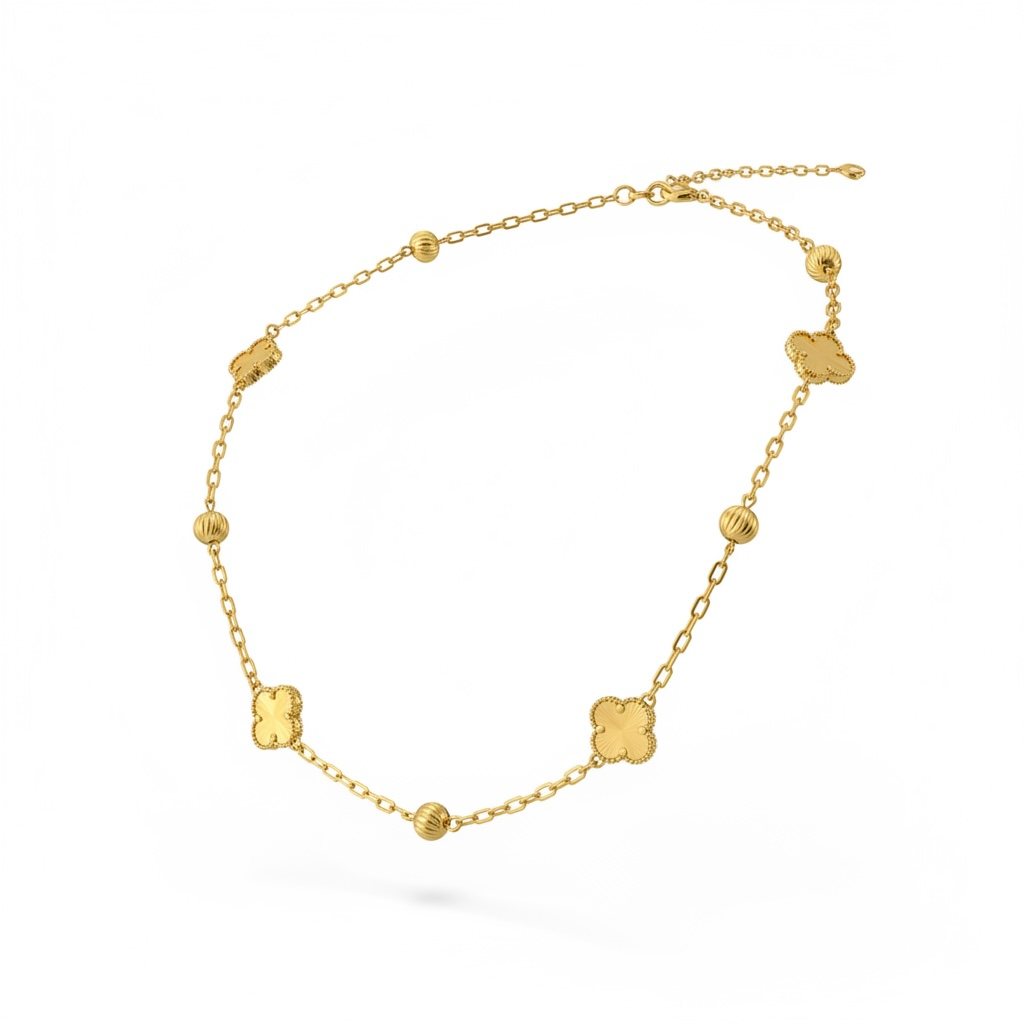 “Exquisite” gold clover necklace or set