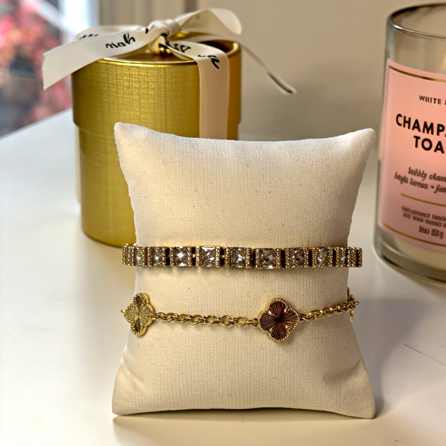 Elegant Clover Bracelet Set 14k gold-plated