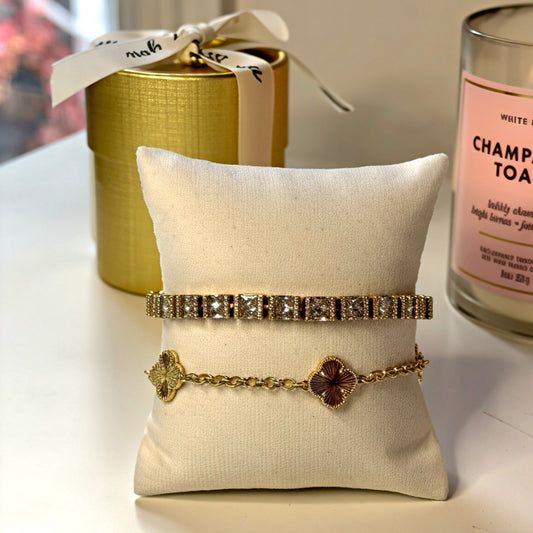 Elegant Clover Bracelet Set 14k gold-plated