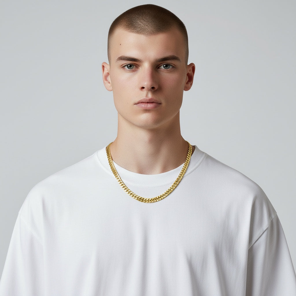 14k Gold-plated Miami Cuban Link Necklace and Bracelet Set